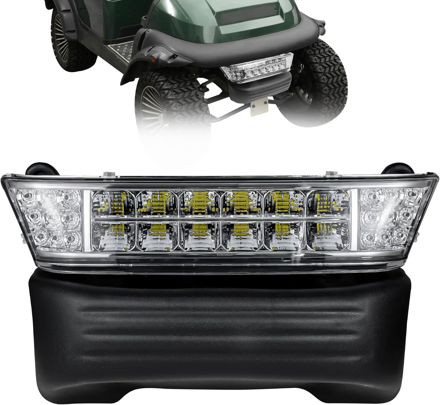 Upgrade Golf Cart Headlight Kit Fit for Club Car Precedent 2004-UP, Golf Cart Front LED Light Kit with Bumper Replacement for Club Car Precedent Gas&Electric